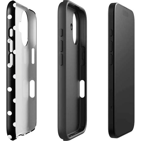 Black and White Polka Dots iPhone 16 Plus Impact Case